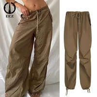 vintage 90s drawstring low waist baggy pants casual loose hippie pants korean women streetwear joggers pants stacked sweatpants