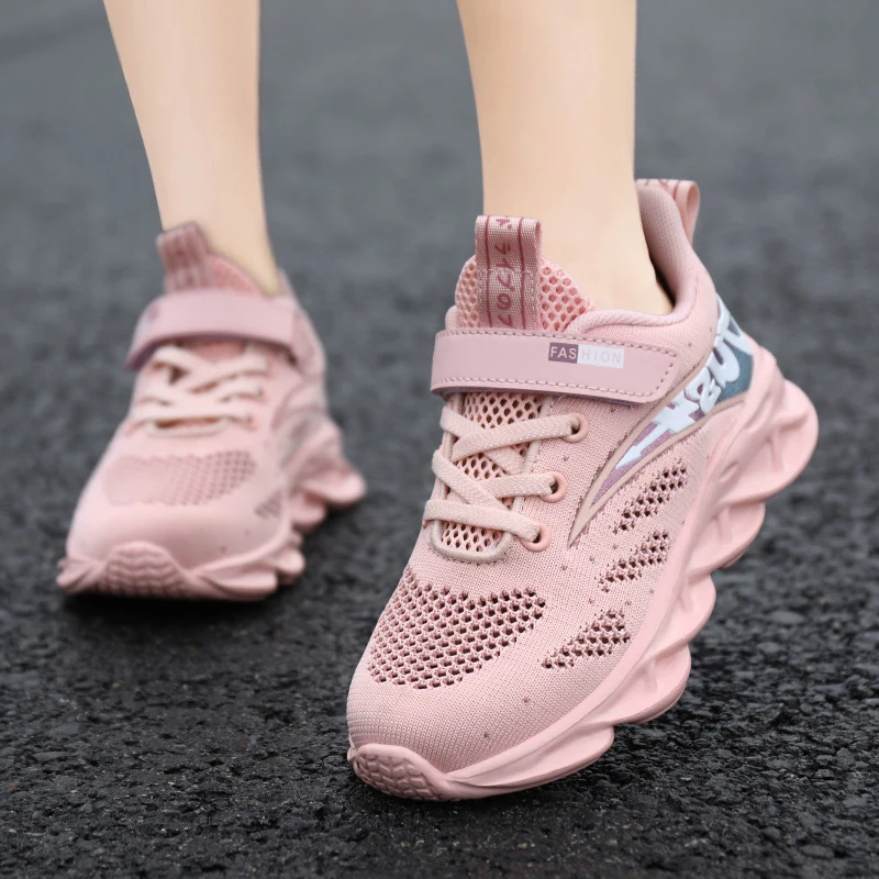 

2022 Summer Girls Shoes Mesh Breathable White Casual Sneakers Lightweight Pink Sport Shoes for Girls 13 Years Old Free Shipping