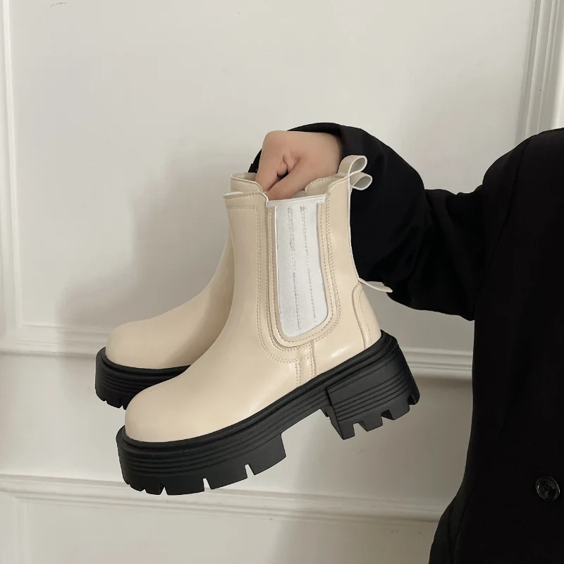 2023 Autumn Winter Women Boots Genuine Leather Back Zipper Casual Shoes Woman Thick Heels Square Leisure Ankle Boots