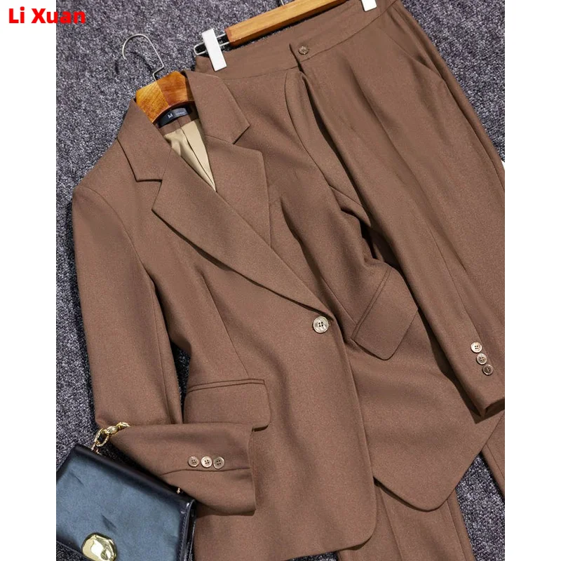 High Quality Spring Autumn Women's Fashion Professional Coat Blazers Suit Korean Office Femlae Pants Jacket Large Size Set5XL6XL