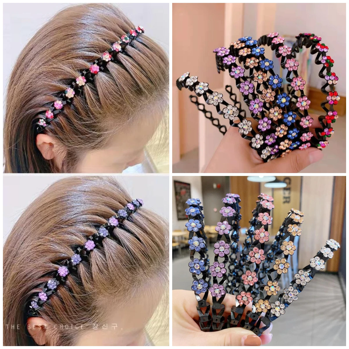 

Rhinestone Pearl Hairband Fashion Elastic Floral Headband Non-Slip Headwear Adult Hair Hoop Women Hair Band Accessories