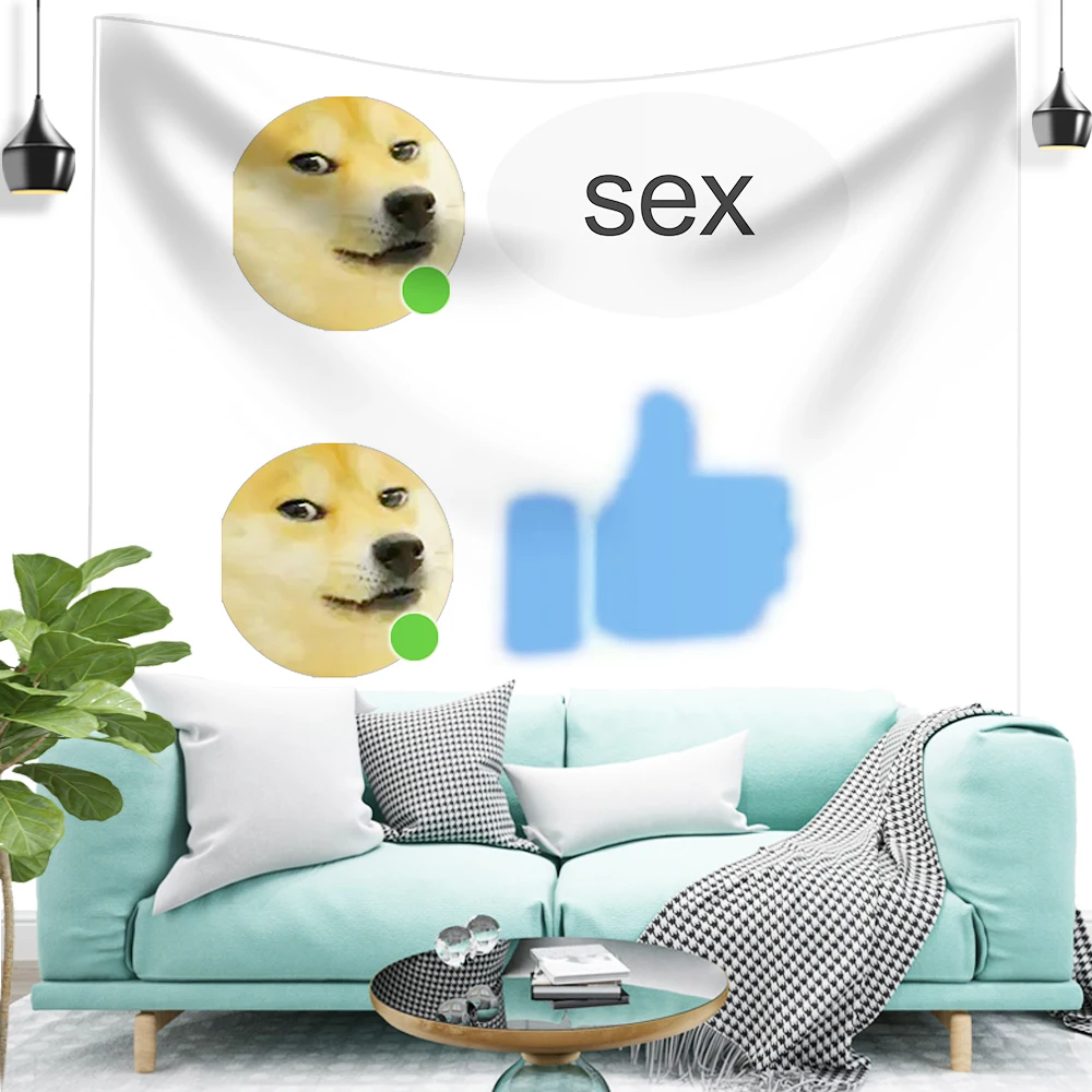 

Doge Sex Meme Tapestry Wall Hanging Hand Hippie Moon Room Decor Wolf Witchcraft Boho Decor Home Decor Tapiz Pared Hogar