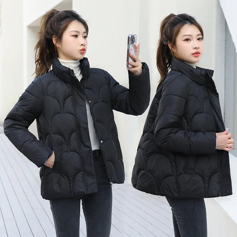 PinkyIsBlack 2023 New Autumn Thick Down Cotton Parkas Women Stand Collar Jacket Winter Coat Casual Basic Short Korean Outwear