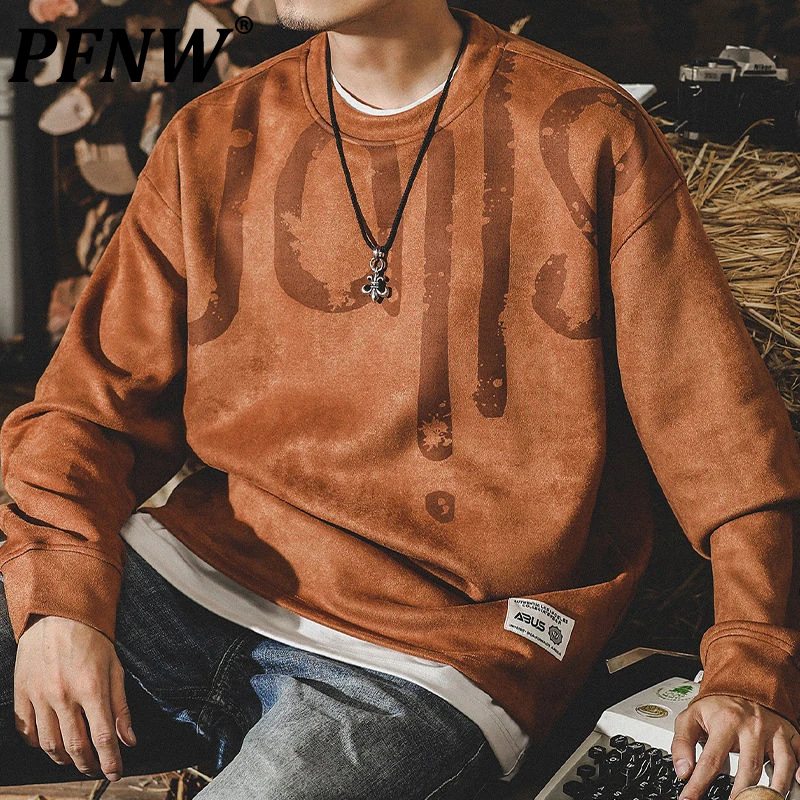 

PFNW Spring Autumn New Men's Fashion High Street Print Shirts Round Neck High Quality Comfortable Casual Harakuju Tops 12A7614