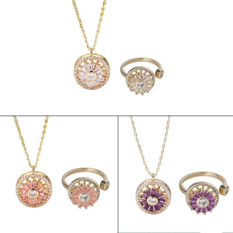 

Simple Ring Necklace Set Inlaid Rotated Clavicle Chain Accessories
