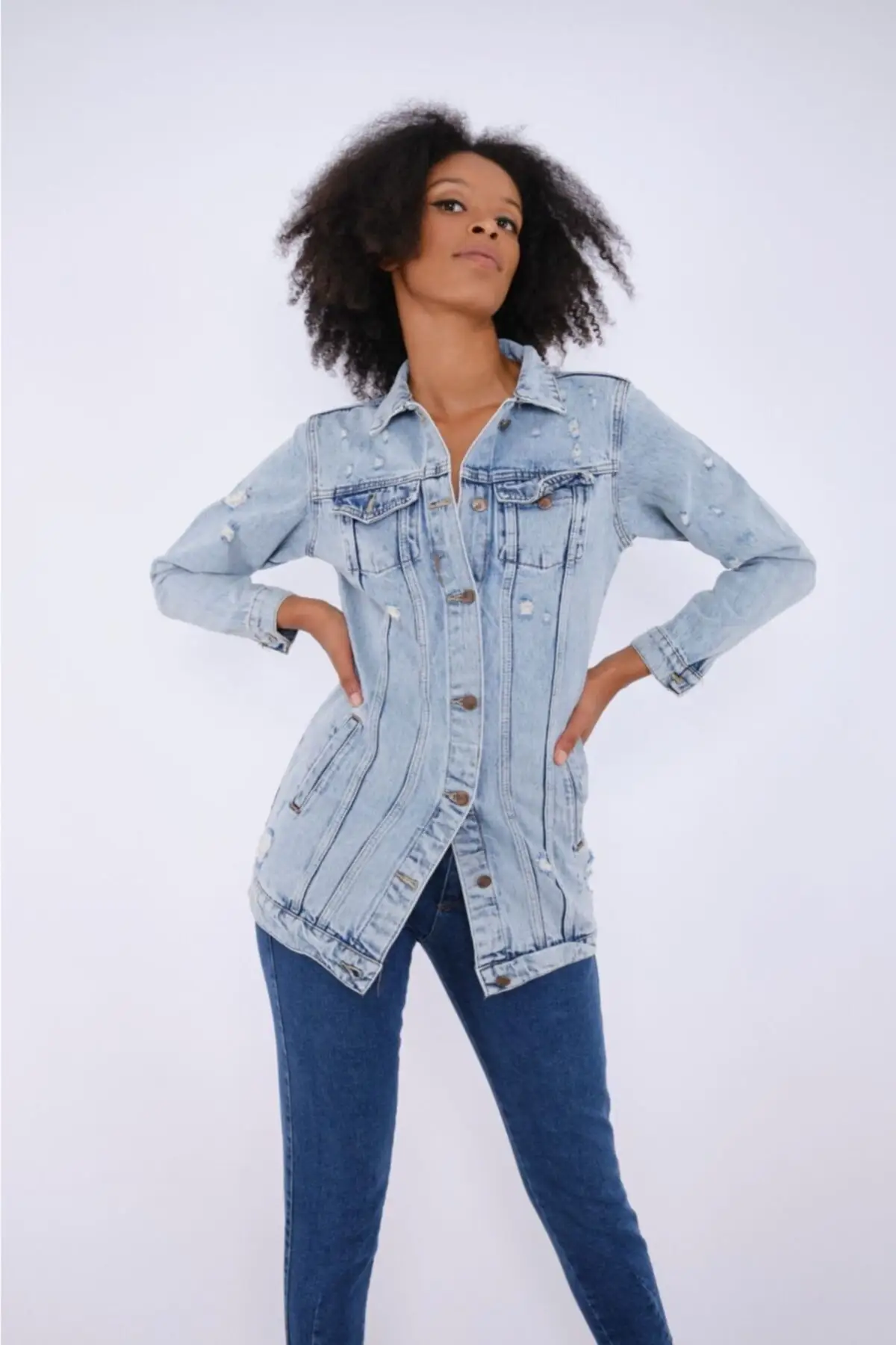 

Женская модная джинсовая куртка, синяя джинсовая куртка Slim Fit
