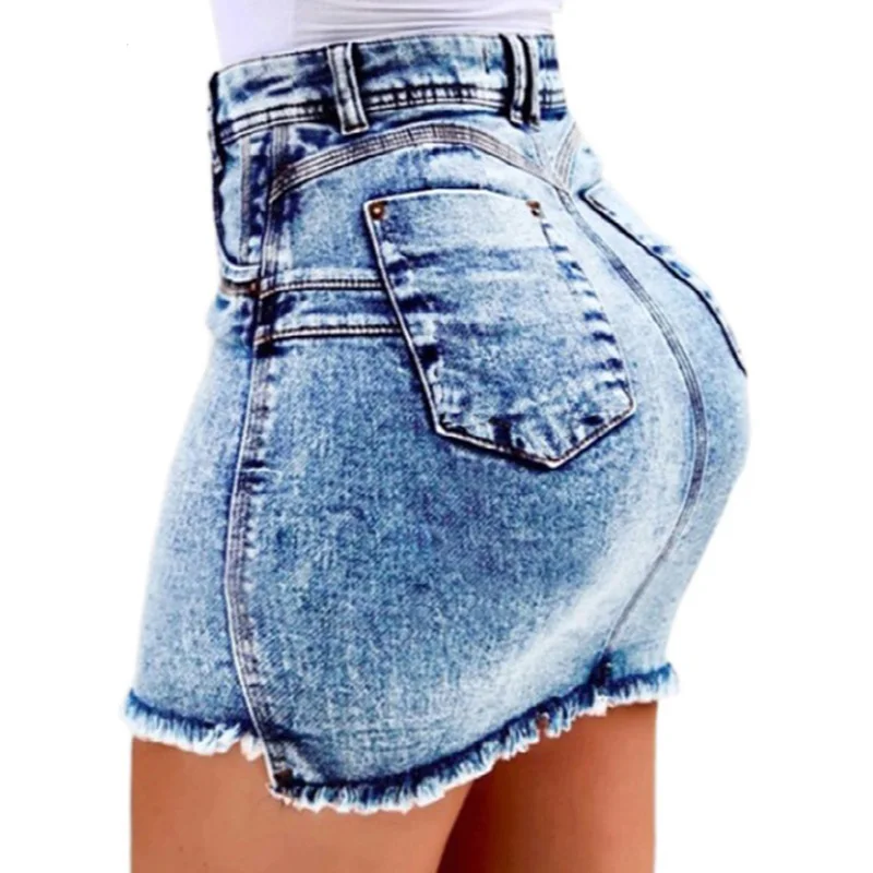 Sexy Women Denim Skirt Solid Color Skinny Short Skirt Summer Fashion New Washed Denim Slim Sexy Package Denim Mini Women Skirt