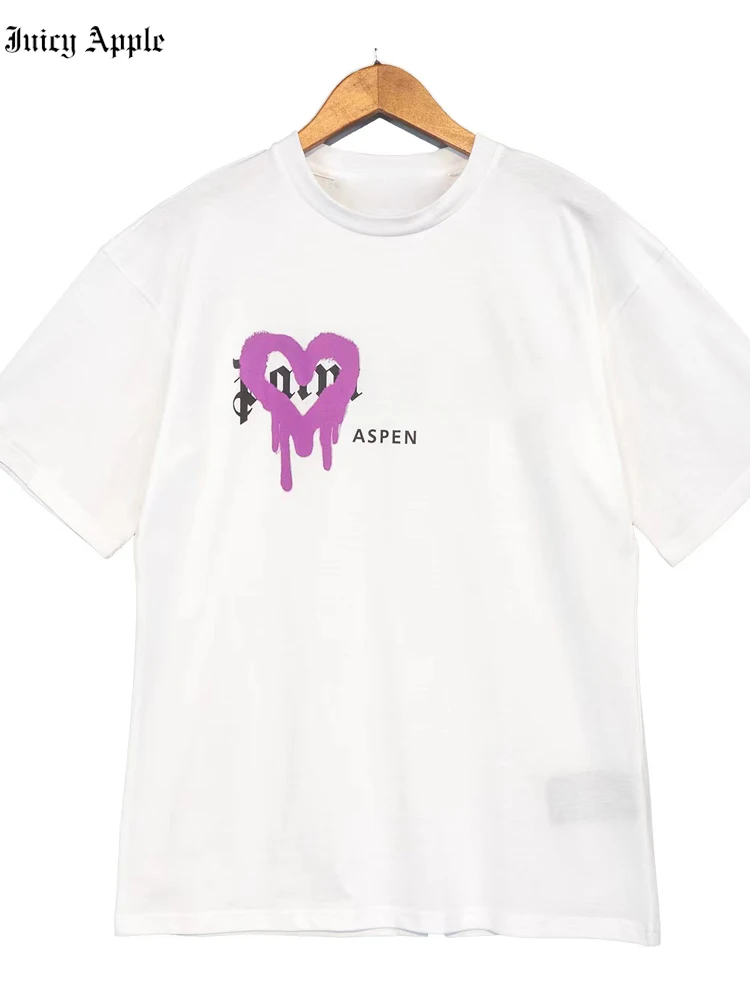 Juicy Apple T Shirt PALM Brand Love Print Logo Cotton Short-sleeved T-shirt 2022 Summer Men And Women Couple Top Y2k Tshirt Tops
