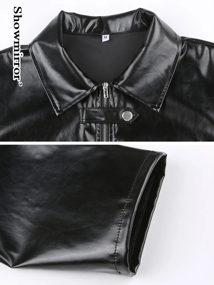 Короткая куртка из искусственной кожи Showmirror в стиле панк Укороченное пальто на