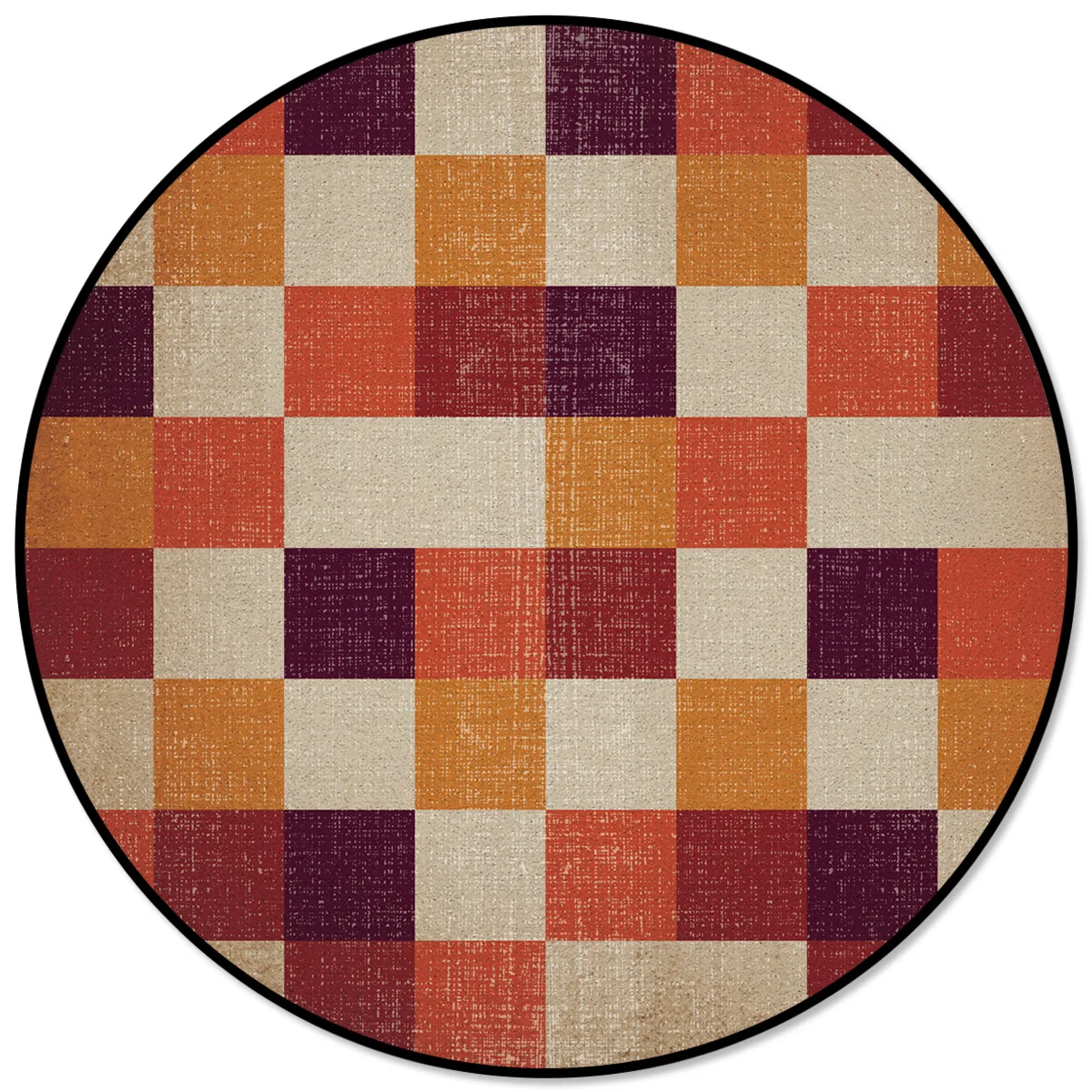 

Retro Checkered Rectangle Round Carpet for Bedroom Modern Home Decoration Rug for Living Room Bathroom Outdoor Mat Circle Rug