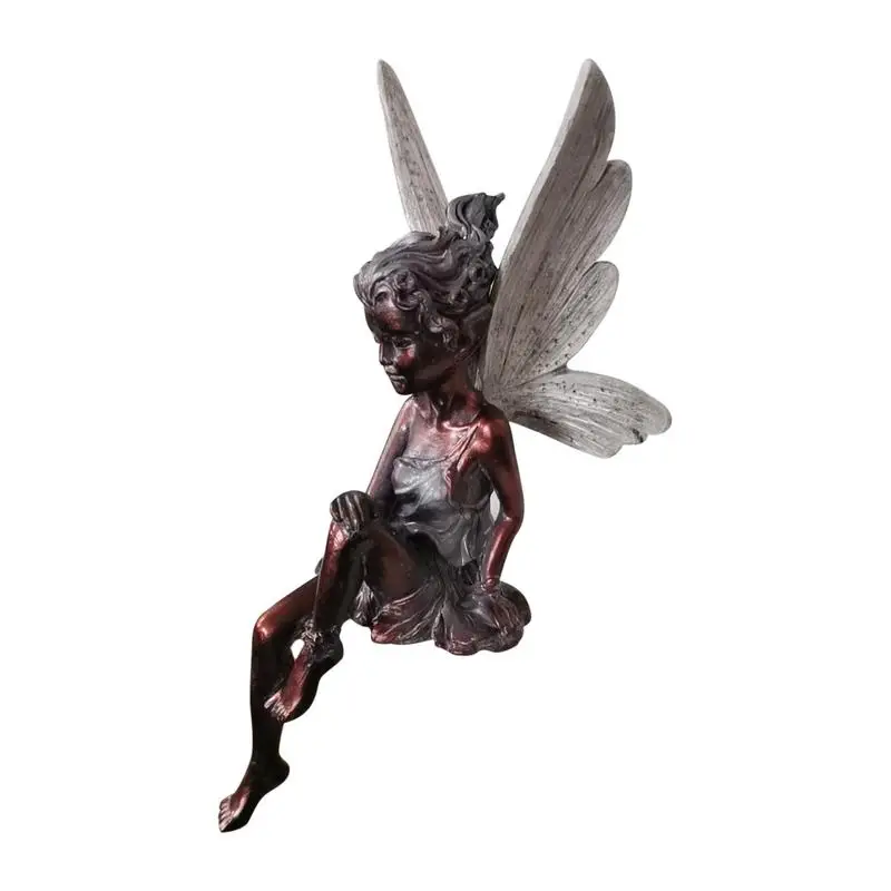 

3D Sitting Flower Fairy Statue Resine Modern Garden Ornament Decoration Artwork For Placed Lawn Fountain Pond Lucky Angel Statue