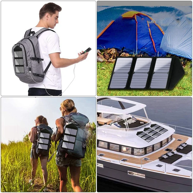 

30W Foldable Solar Panel Charger Waterproof Portable Outdoor Charge Plate For Mobile Phone Power Bank Hiking Camp