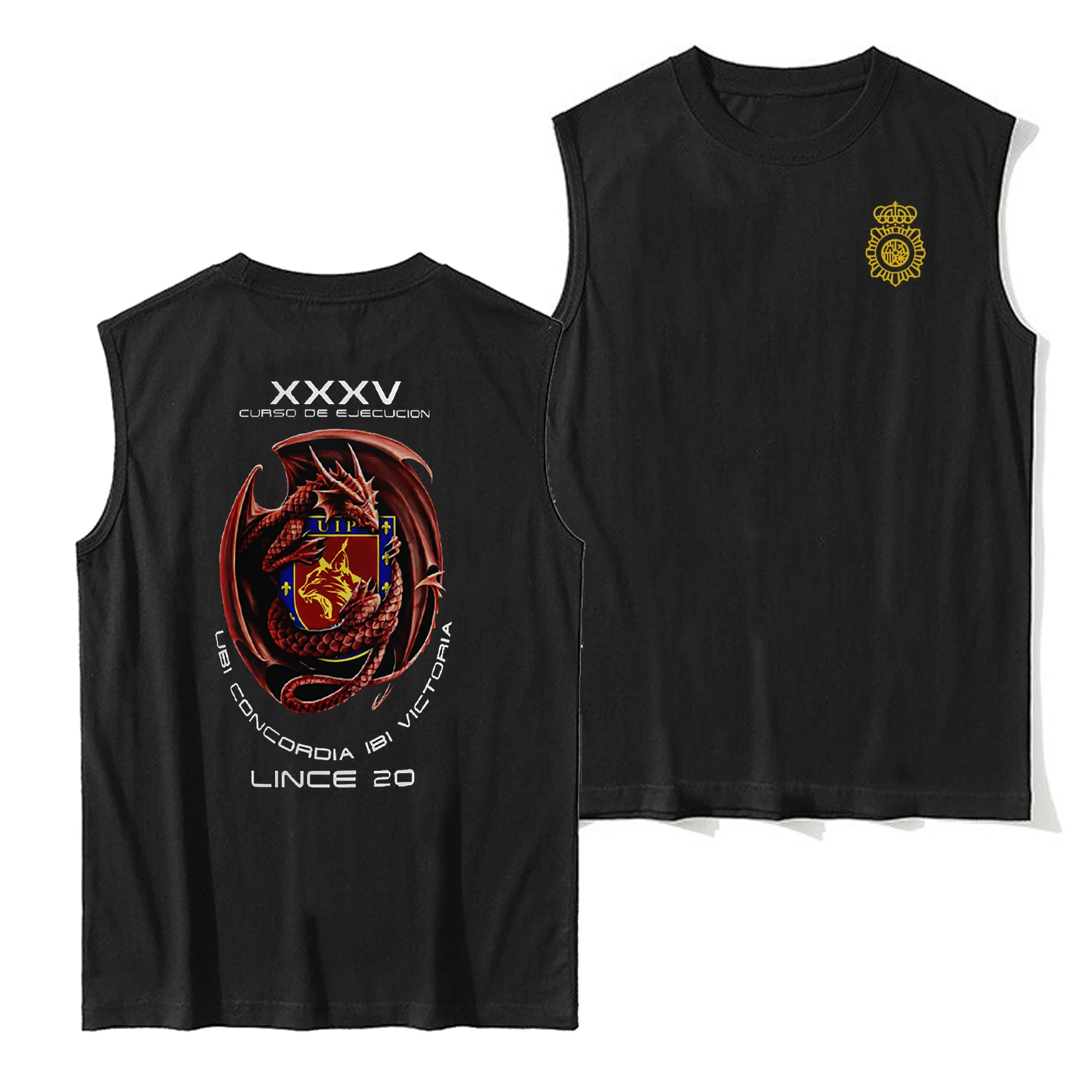XXXV Promoción UIP Lince 20 Arida испанское Policia Baile жилет из 100% хлопка с круглым вырезом