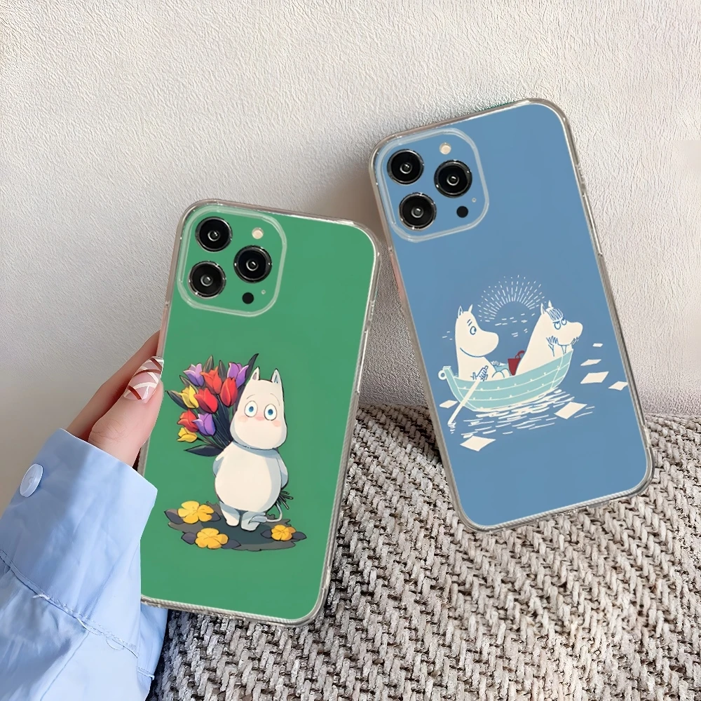 Чехол для телефона с изображением аниме M-Moomin-Hippo iphone 16 15 14 13 12 Pro Mini 11 Max Xr Xs Plus