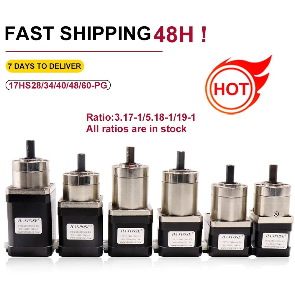 

Шаговые двигатели Nema 17 с планетарным редуктором 17HS4401S 6401S 8401S для 3D принтеров