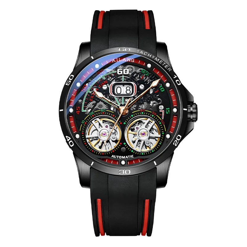 Новинка 2020 мужские часы AILANG с двойным турбийоном автоматические силиконовым