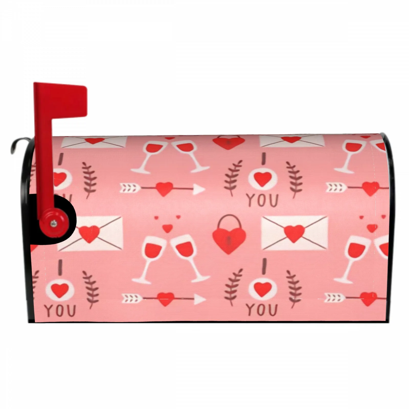 

Valentine's Day Love Lock Wooden Plank Design Post Box Cover Wrap Decoration Garden Outdoor