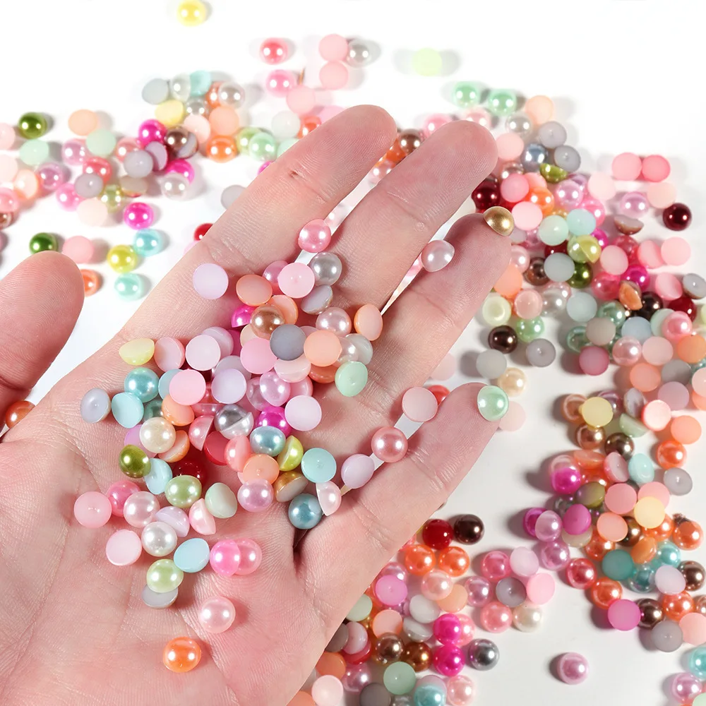 

200pcs Free shipping 10mm 8mm 6mm 4mm Imitation Pearls Craft Half Round Flatback Beads Nail DIY Decoration Wholesale