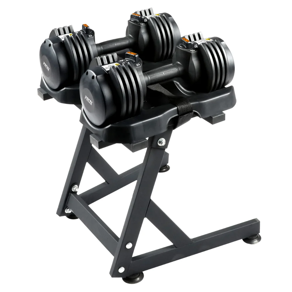

10-30lb Quick Select Adjustable Dumbbell Pair with Dumbbell Stand Combo, Easy Access and Secure Storage