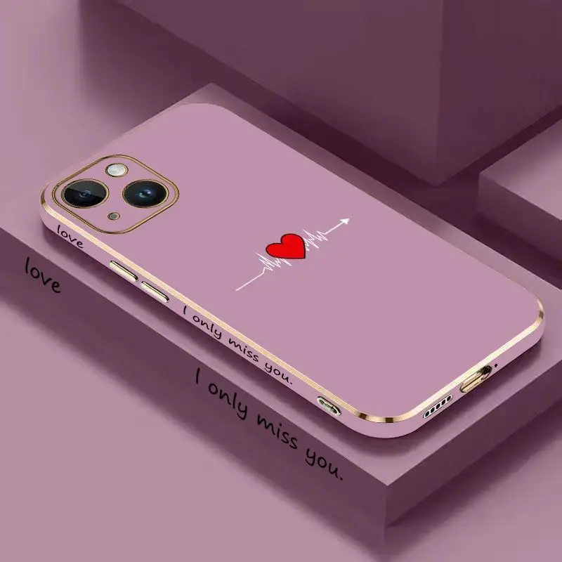Heartbeat Luxury Plating Phone Case For iPhone 14 13 12 11 Plus Pro Max Mini X XR XS SE2020 8 7 6 6S Plus Cover