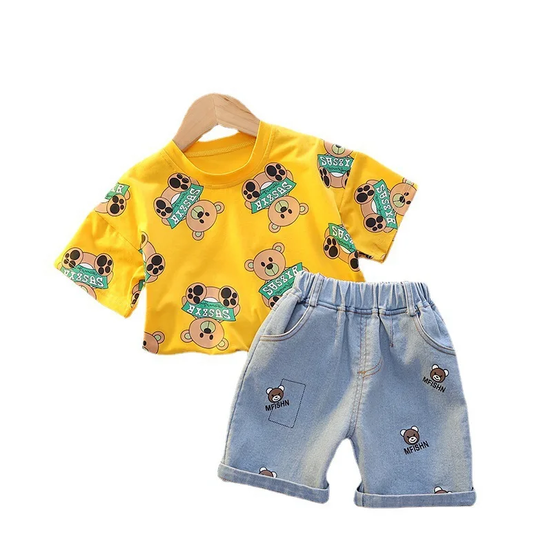 

2022 summer Baby Boys Clothes For Newborn T-shirt Top+jeans 2pcs Outfit Kids Tracksuit Suit Infant Boy's Clothing Sets 1-2-3-4 Y