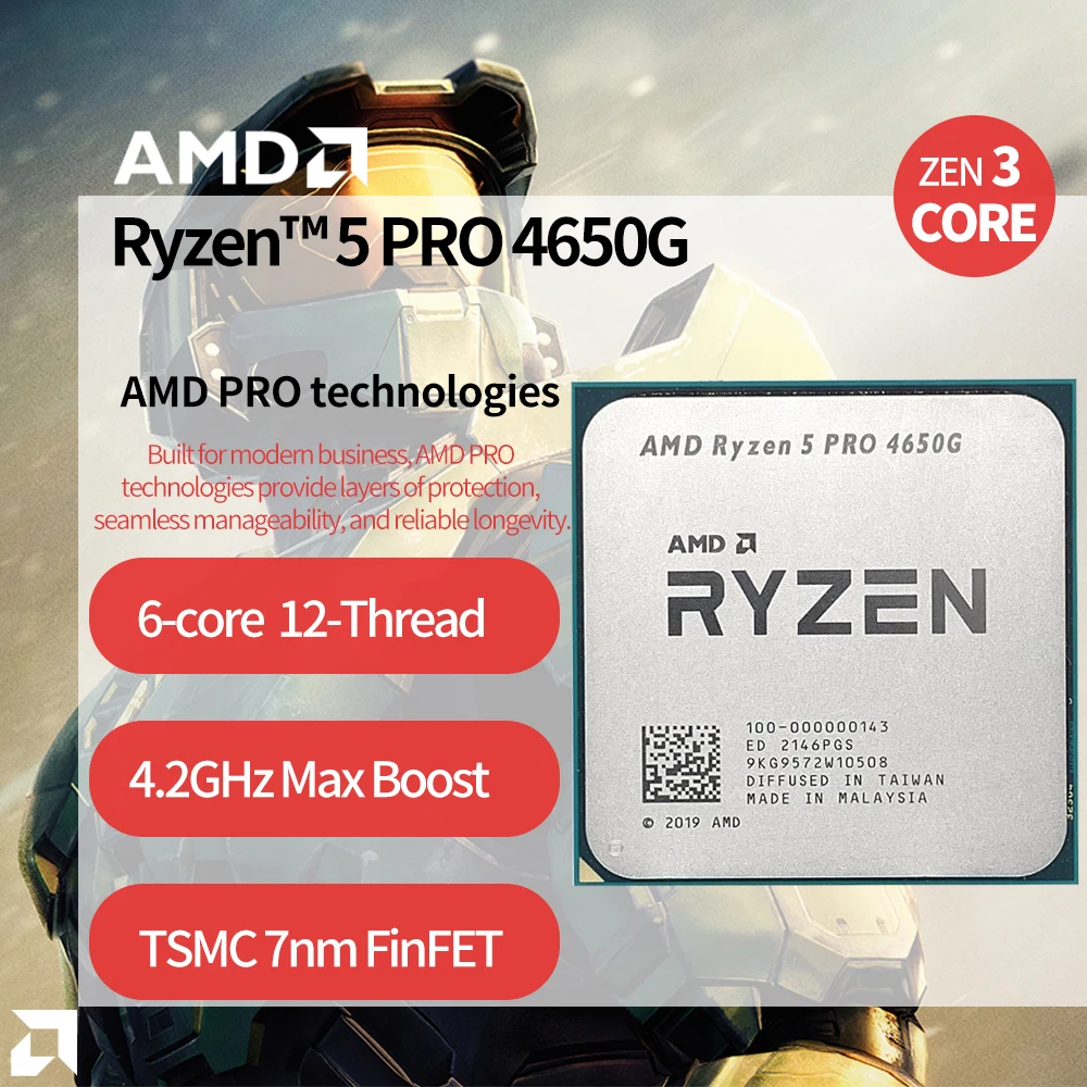 AMD Ryzen 5 PRO 4650G R5 PRO 4650G 3.7 GHz Six-Core twelve-Thread 65W CPU Processor L3=8M 100-000000143 Socket AM4