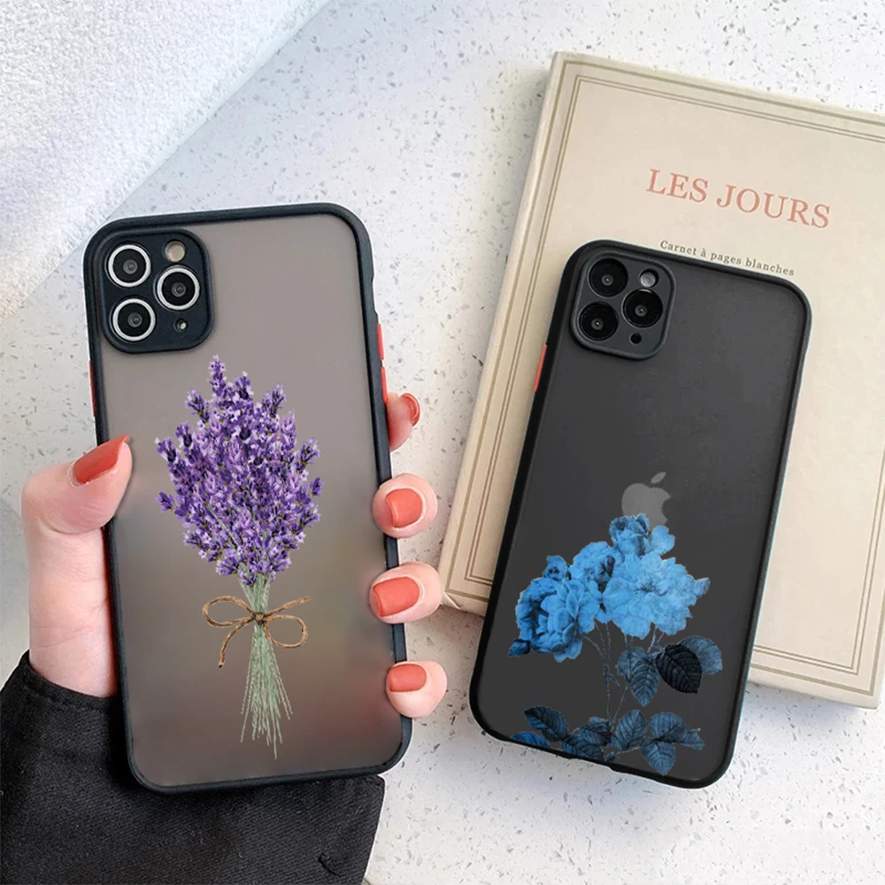 

Lavender Floral Phone Case for IPhone 14 13 12 11 ProMax Mini Plus Transparent Hard Back Cover for IPhone XR XS Max 7 8 SE 2022