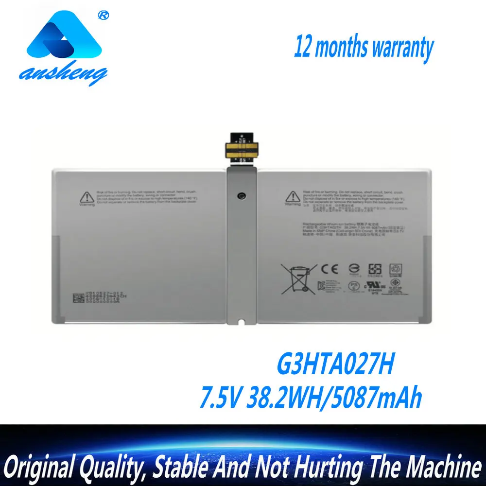 

Genuine G3HTA027H DYNR01 Laptop Battery For Microsoft Surface Pro 4 1724 12.3" Tablet 7.5V 38.2WH/5087mAh