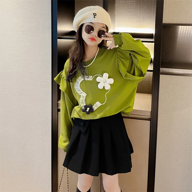 

Girls T-shirts Spring Autumn Children's Long Sleeve Flower Bottoming Shirt Fashion Teen Kids Clothes Girls Top Trend
