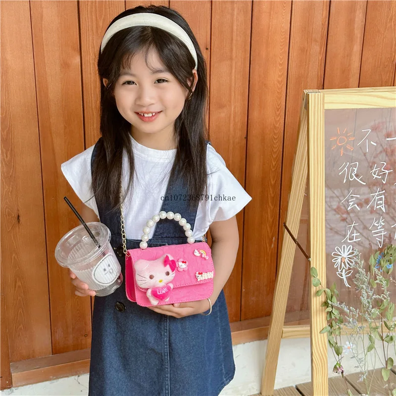 Cute Cartoon Beaded Hello Kitty Portable Coin Purse Fashionable Stylish Outfit Casual Shoulder Messenger Bag handbags for women