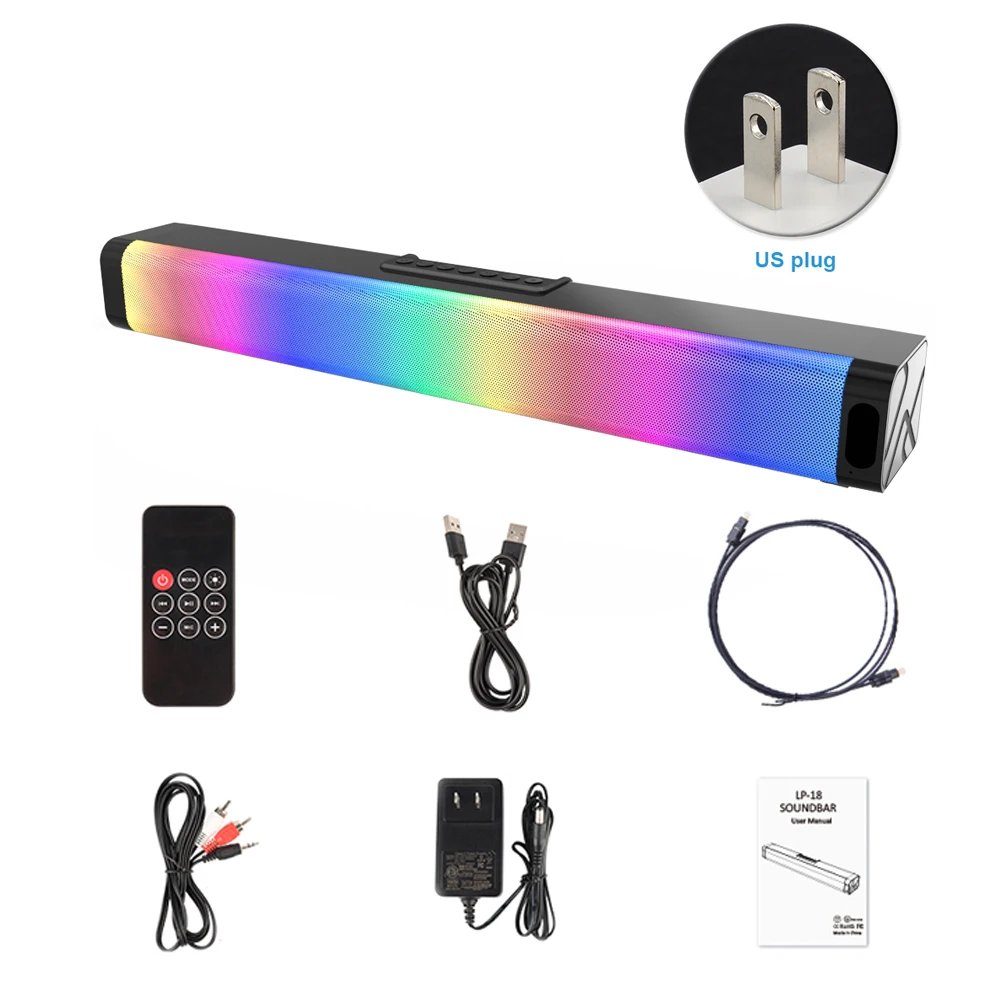 

With Remote Control Professional For Desktop Plastic Long Strip USB -compatible Speaker Music Home Office RGB Light