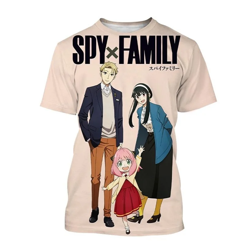 

Футболка Y2k для мужчин и женщин, стильная мультяшная рубашка с 3D принтом семьи шпионов и аниме, футболка с коротким рукавом в стиле Харадзюку, большие размеры, на лето