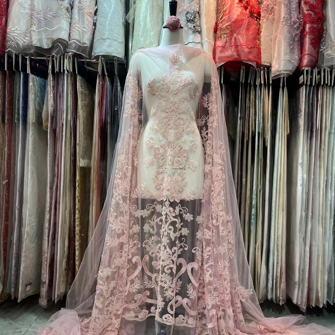 

GY7113 роскошное высокое качество 2022 африканские бусины ручной работы Сетчатое кружево с вышивкой блестками 3D цветочное свадебное платье