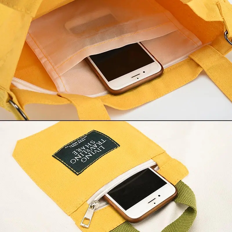 Shoulder Canvas Bags Women Large Capacity Wild Messenger Tote Shopper Bag School Style Cute Fun Handbag Detachable Crossbody