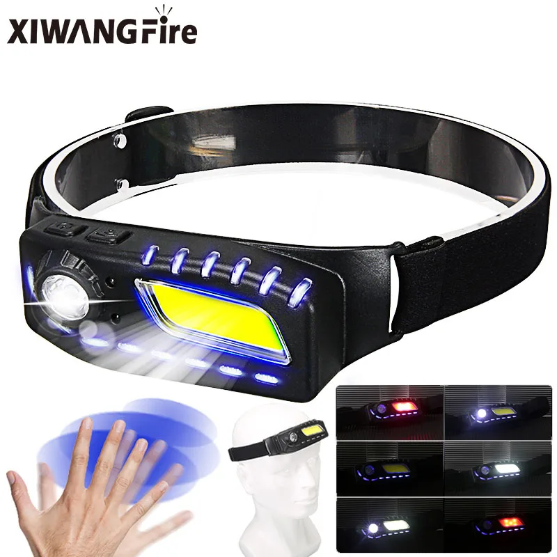 

Sensing LED Headlamp Super Bright Mini headlight Multi mode Red Light Waterproof Light Camping Mountaineering Flashlight