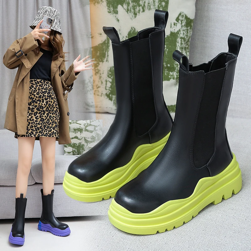 2022 Chunky Heel Ankle Boots Women's Shoes Fall Brand Designer Chelsea Boots Women's Platform Boots Fashion Combat Boots