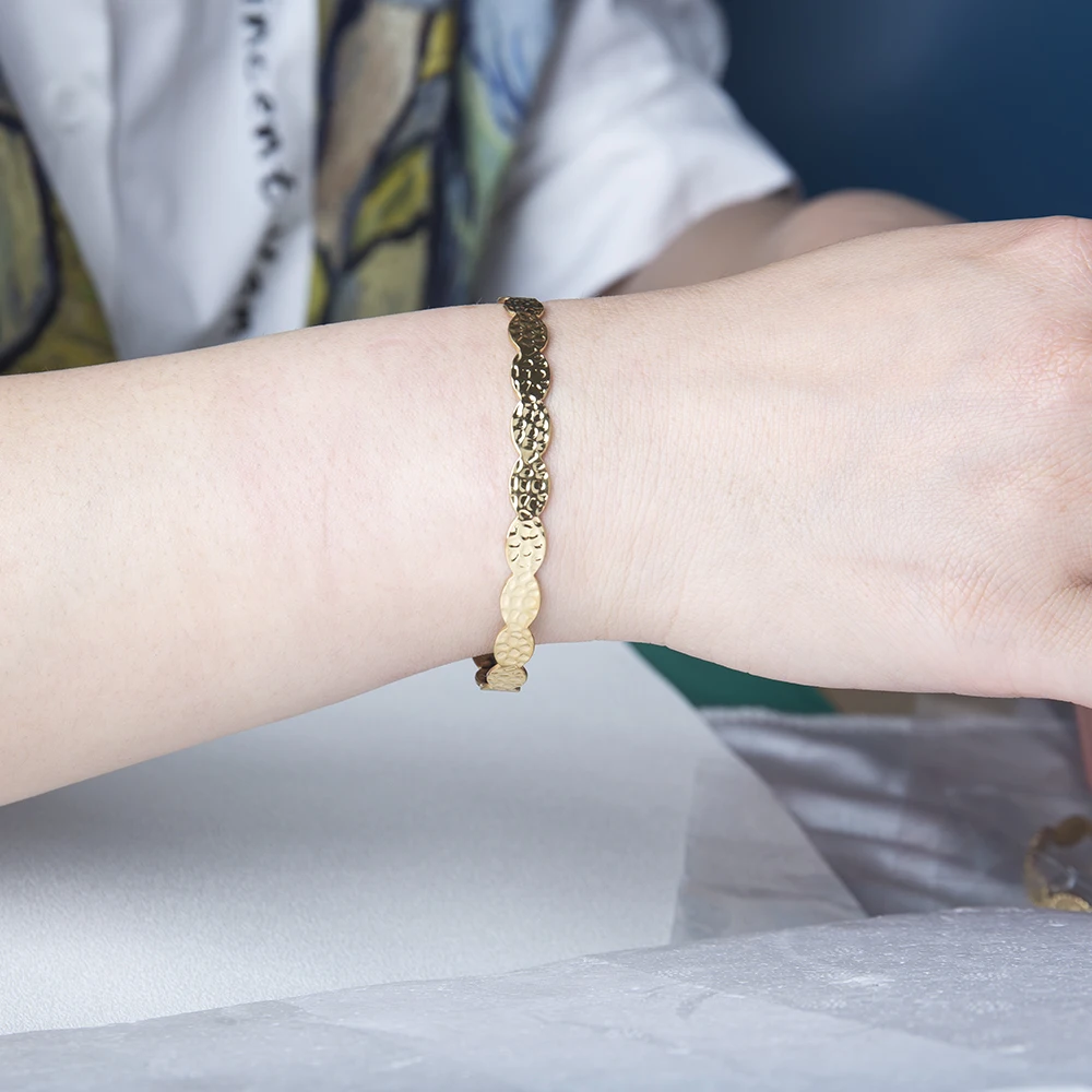 

Tangula Vintage Geometric Bracelets for Women Stainless Steel Adjustable Open Bangle Jewelry Best Gifts To Mom