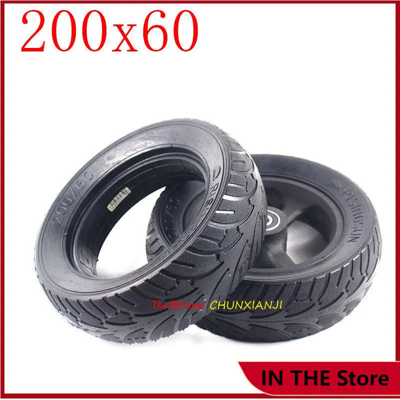 

Высококачественные колеса электрического самоката 200x60, твердые шины для скутера 8 дюймов, ненадувные взрывозащищенные шины и ступицы/обод ...
