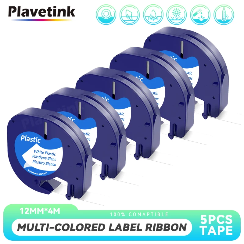 

Пластиковая лента PLAVETINK для Dymo Letratag, совместимая с 12 мм * 4 м, черно-белая, LT 91331 91201 12267 18769 для детской модели