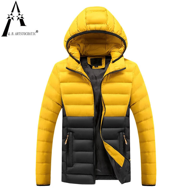 2022 Autumn Winter Men Casual Warm Thick Jacket Mens Clothing Patchwork Hooded Parkas Coat Male Outwear Straight Windbreaker