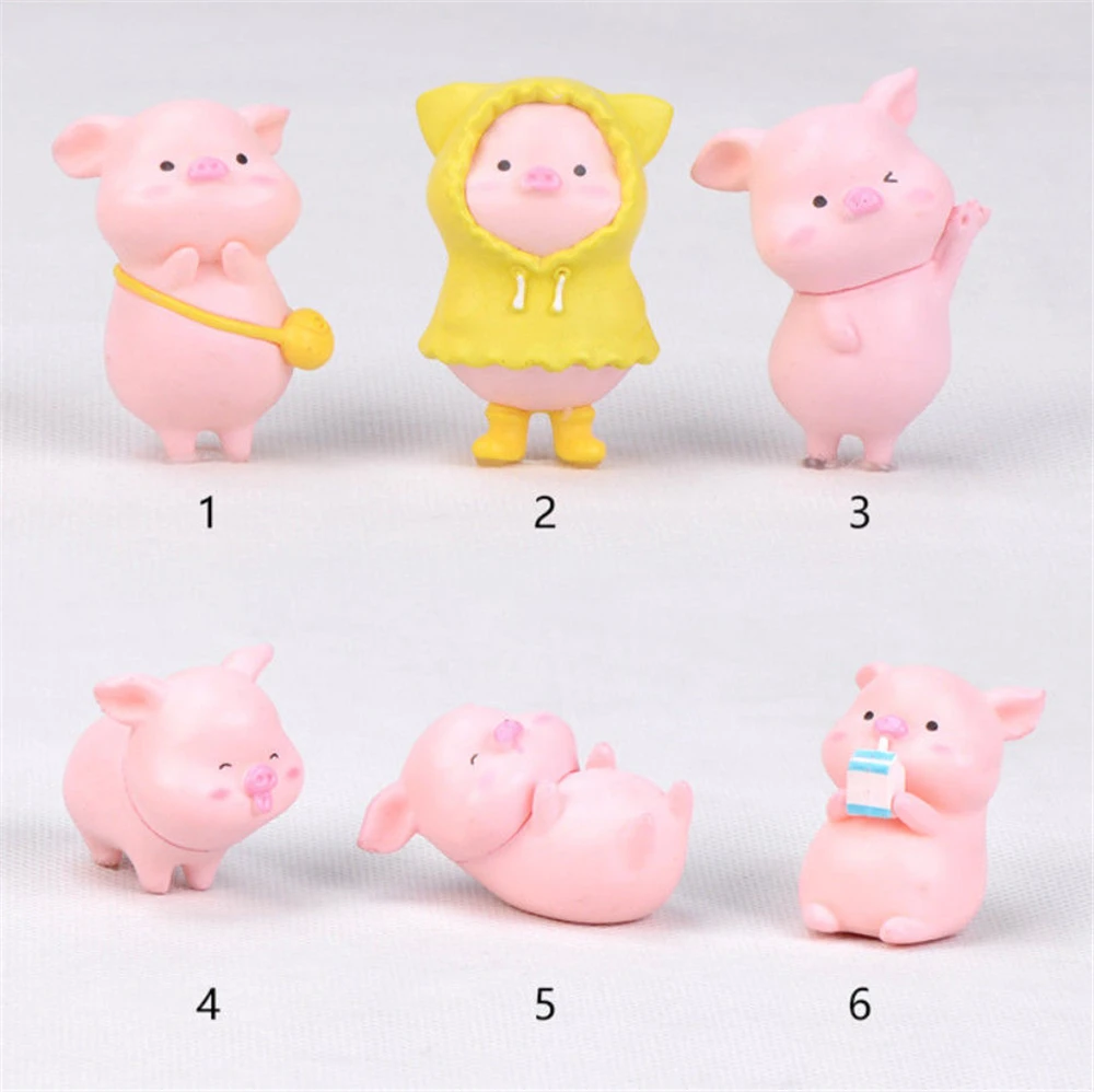 

6 шт., маленькие полимерные украшения из мультфильма «Свинка»
