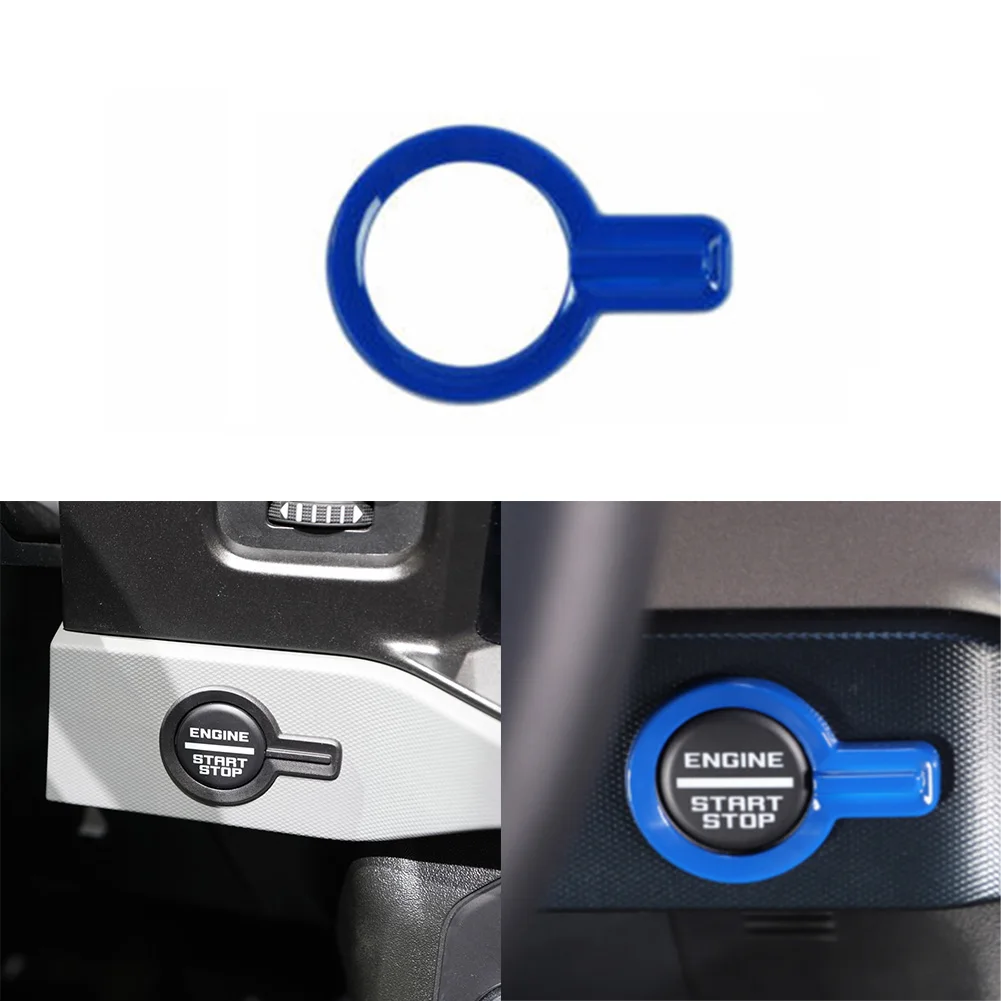 

Car Push Button Cover Blue Decals Engine Start Stop Sticker Interior ABS Accessories For Ford Bronco 2021+