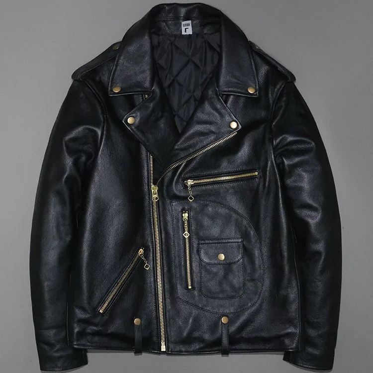 

Free shipping.Winter Classic Motor Rider J-24 cowhide jacket.Men Black short genuine leaher coat.Plus size cheap leather cloth