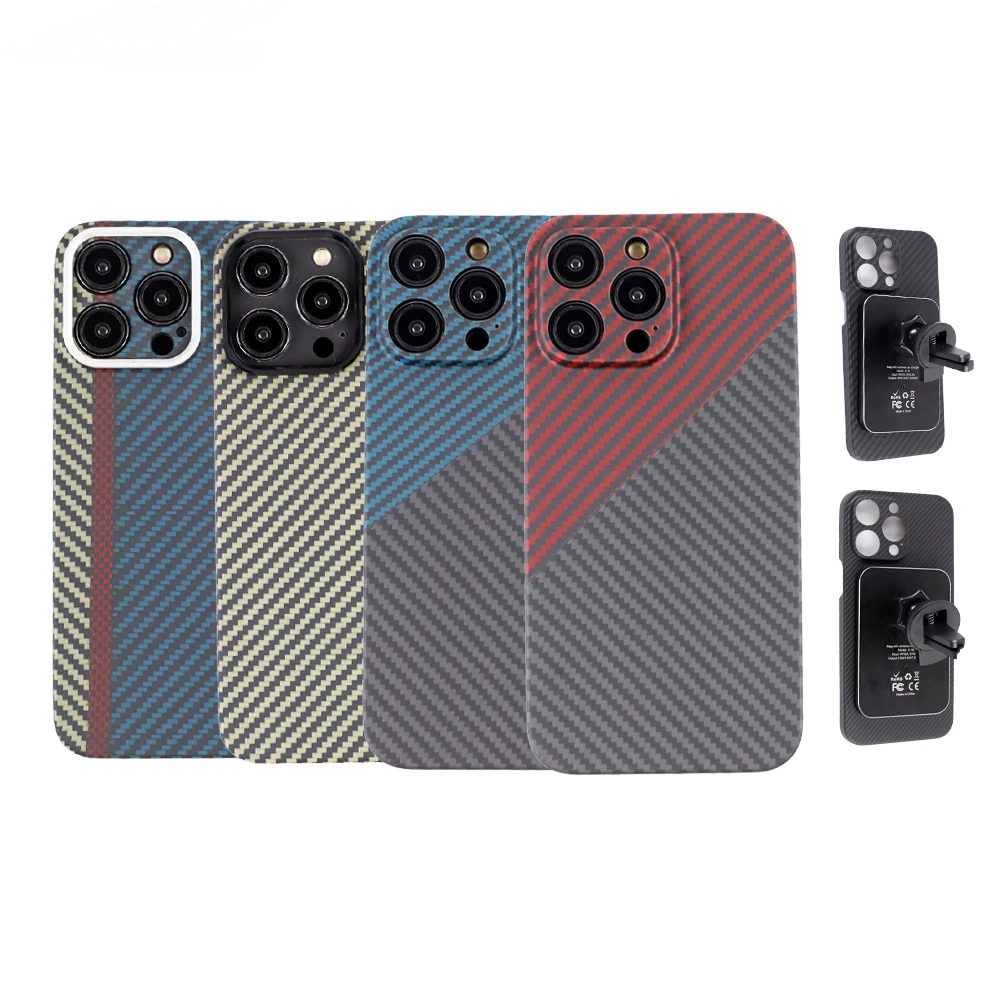 

Colorful Genuine Aramid Fiber Carbon For IPhone 14 Pro Max 14Pro Ultra Thin For IPhone 14 Plus 14Promax Magnets CASE Cover