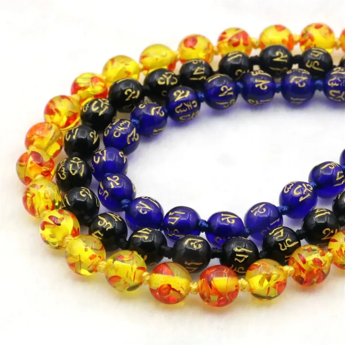 YOUCAIHUA JEWELRY Черное синее золотистое ожерелье из каучука 8 мм