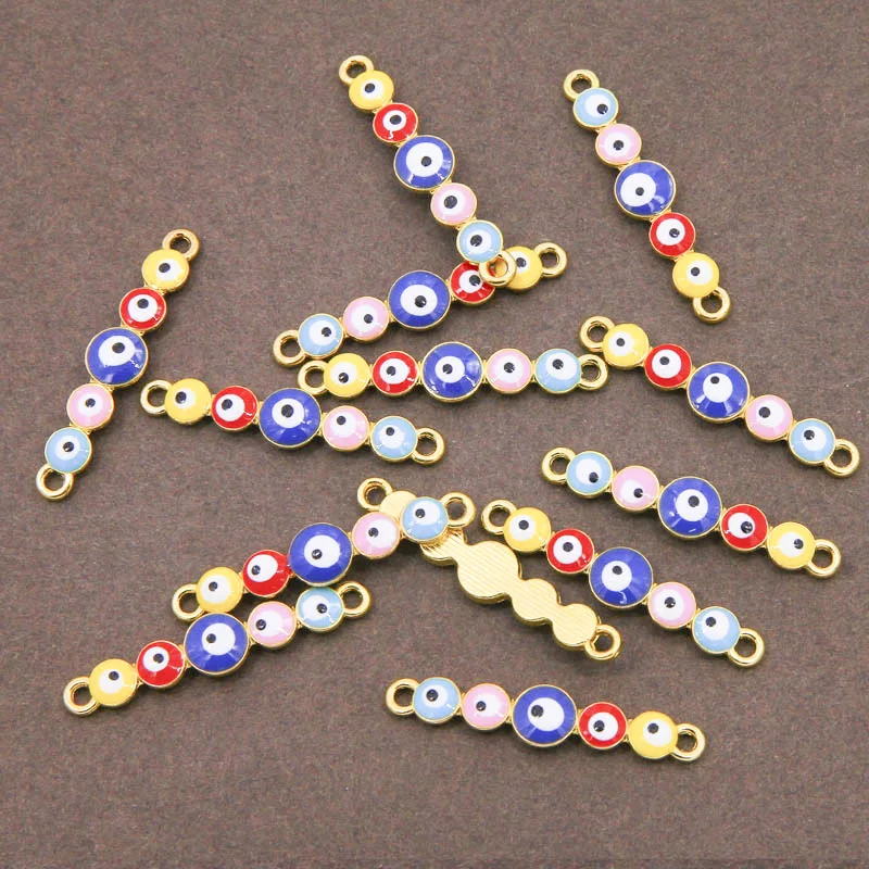 

6pcs gold and silver boho style evil eye bracelet connector for jewelry making bracelet accessories FindingsDIY 39*8*3mm