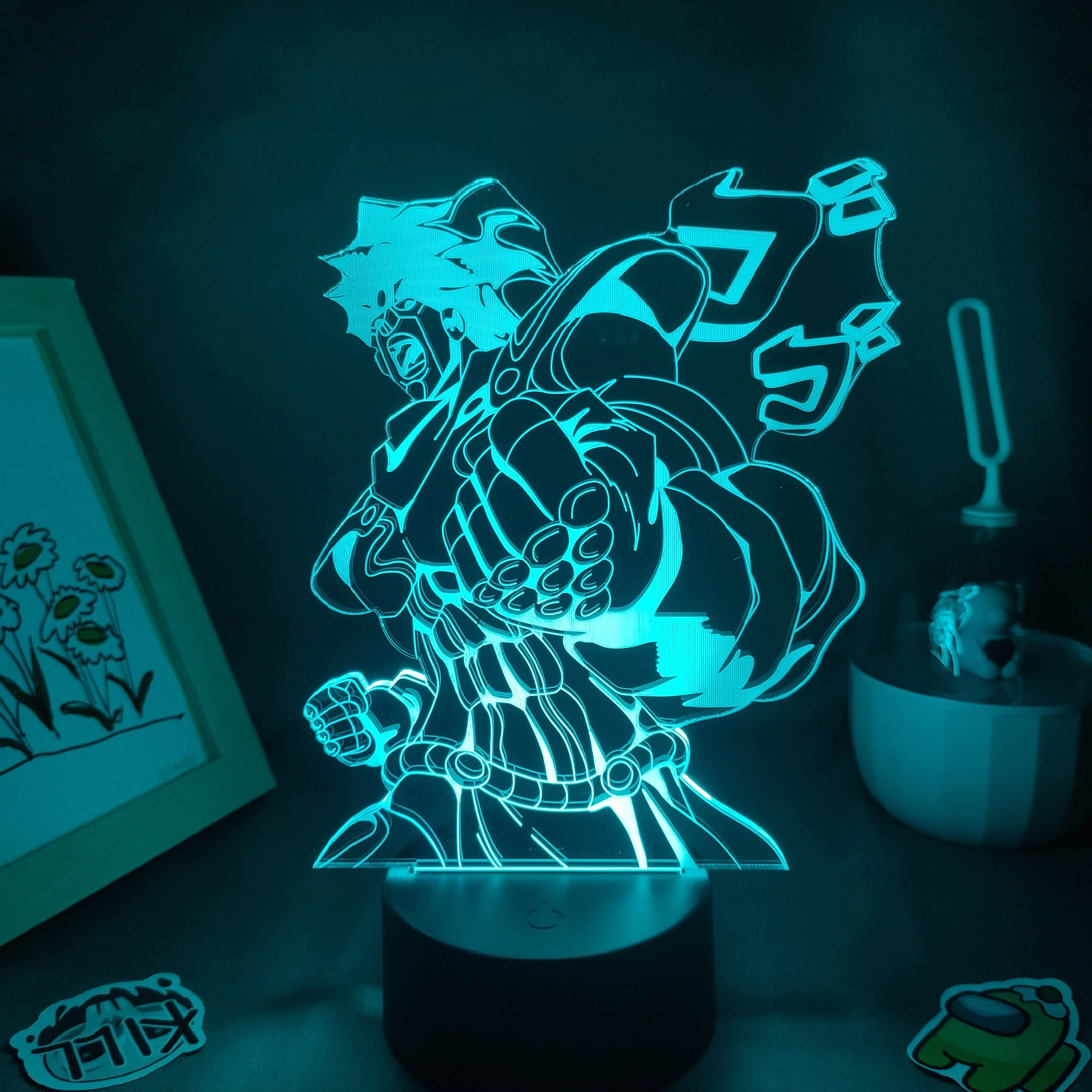 

JoJo's Bizarre Adventure Anime Figure Jonathan Joestar 3D Lava Lamp Led RGB Neon Night Light Bedroom Manga Table Desk Decor JoJo