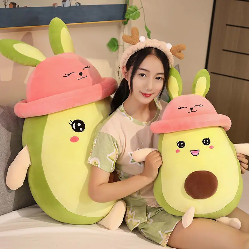 

80 см, плюшевые игрушки, кукла авокадо с шапкой, набивные фрукты, еда, кавайная Подушка авокадо, милая мягкая кукла для детей, декоративная подушка для спальни