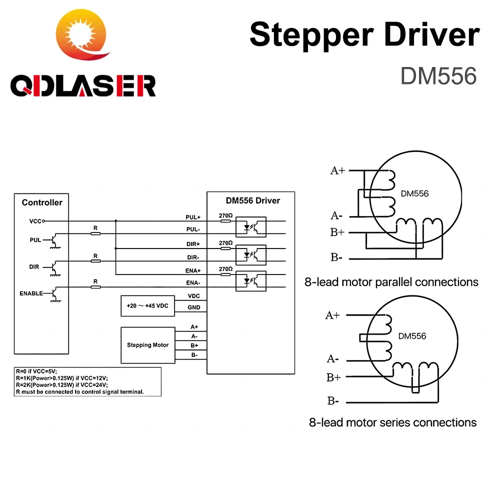 QDLASER Leadshine DM556 2-фазный шаговый драйвер 20-50 В переменного тока 0 5-5 6 А 7-16 мА