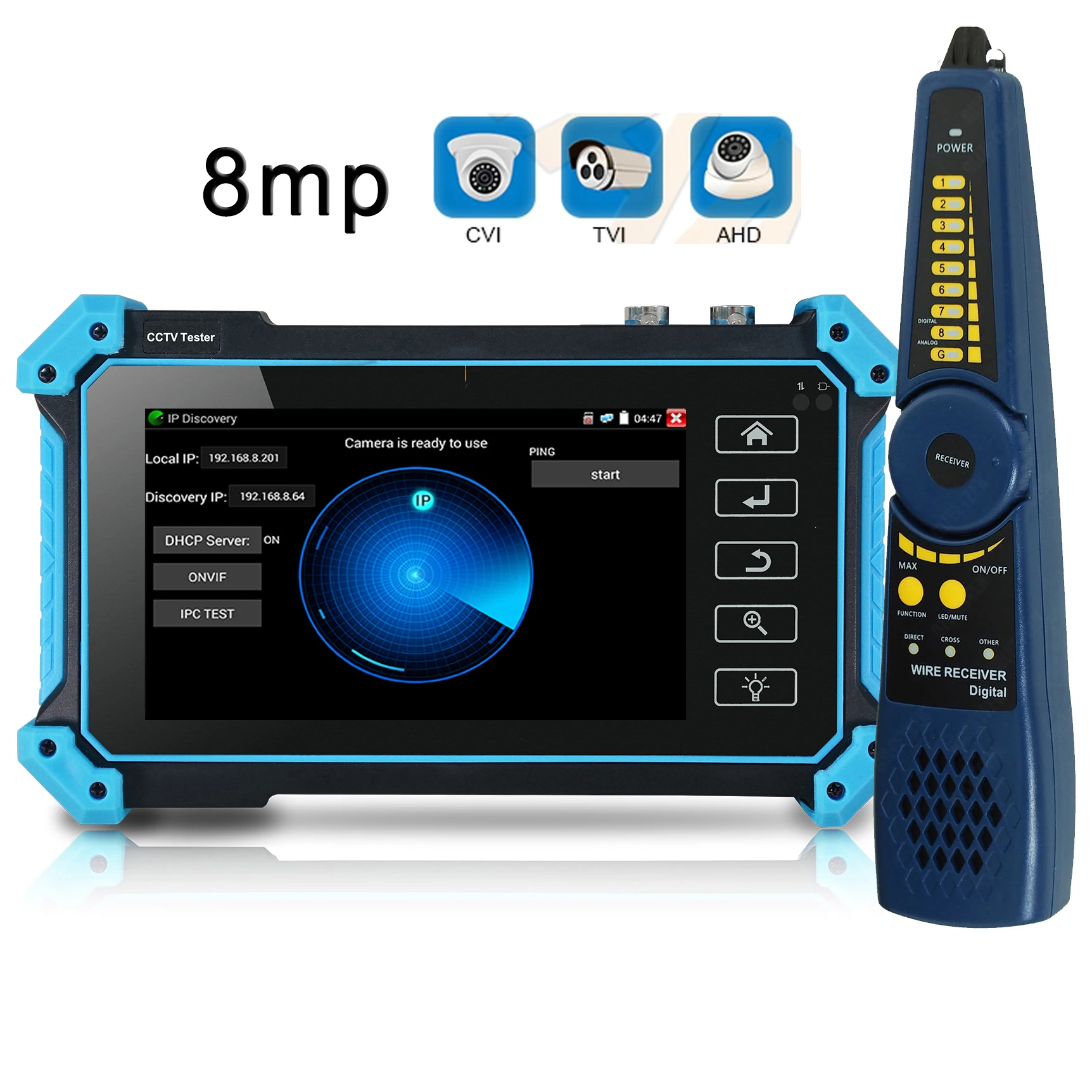 

Тестер системы видеонаблюдения, IPC-5200Plus Full HD 8 Мп Ip Cvi Tvi Ahd Cvbs монитор с камерой, 5-дюймовый сенсорный экран IPS, PTZ-контроль, Cctv-тестер